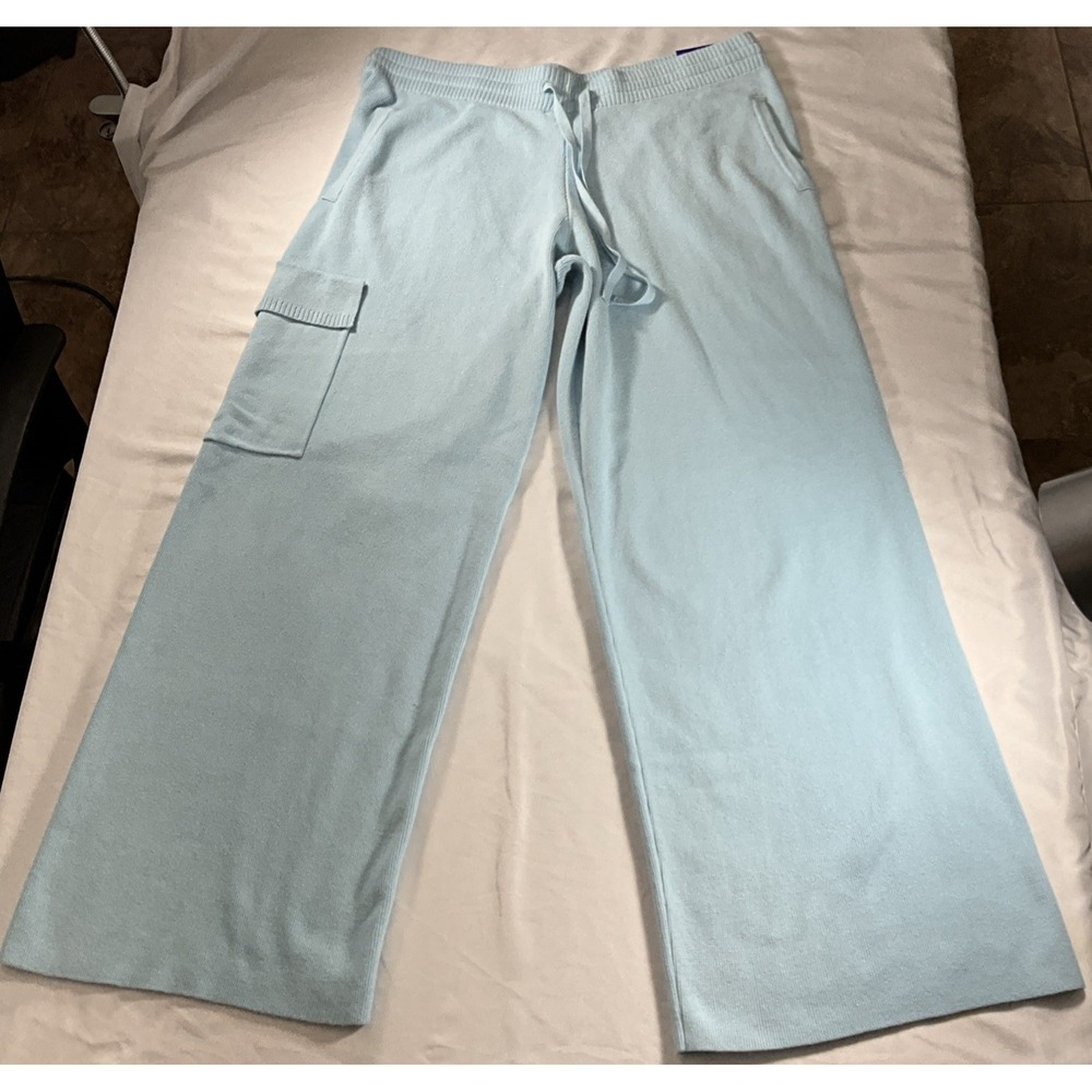 Joy Lab Mid-Rise White Leg Cargo/Yoga Pants Aqua/Teal Regular Length XL